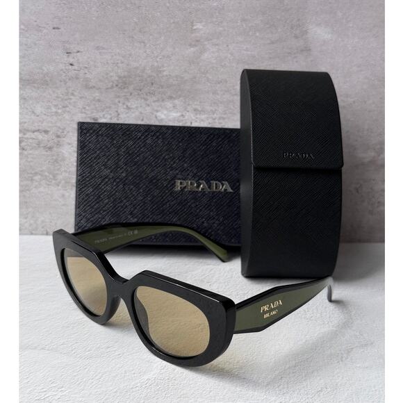 NEW Prada PR D02S Cat Eye Sunglasses in Black Green $390 main image 5